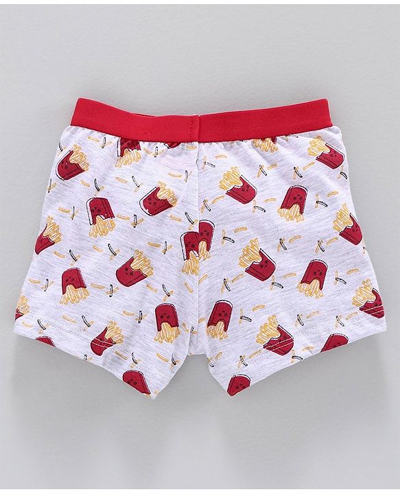 Babyhug Cotton Brief Striped & Printed Pack of 3 - Yellow  Red