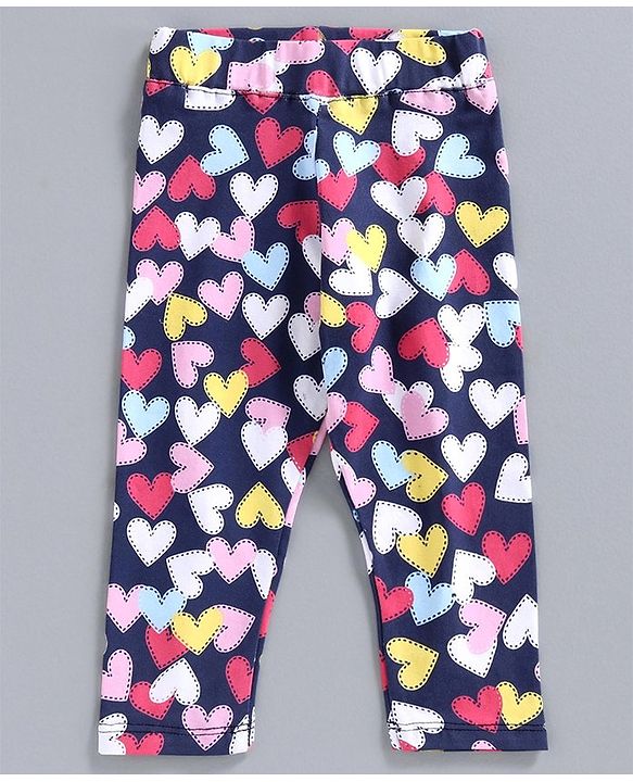 Babyhug Full Length Leggings Heart Print Pack of 2 - Navy Blue Pink