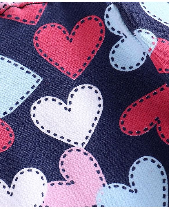 Babyhug Full Length Leggings Heart Print Pack of 2 - Navy Blue Pink
