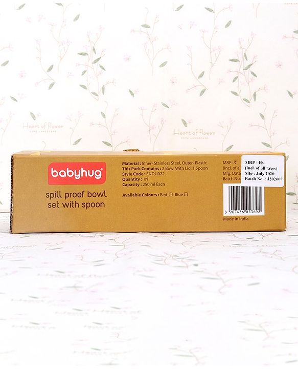 Babyhug Stainless Steel Spill Proof Bowl Set Of 2 With Spoon (Colour May Vary)