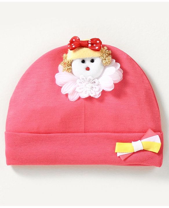 Babyhug 100% Cotton Cap Doll Applique - Pink
