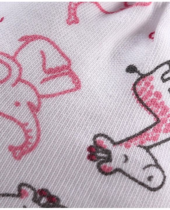 Babyhug 100% Cotton Solid & Printed Mittens Pack of 3 - White Pink