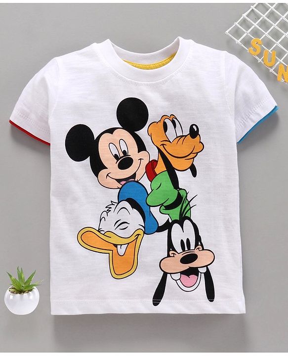 Babyhug Half Sleeves Tee Mickey Mouse & Friends - White