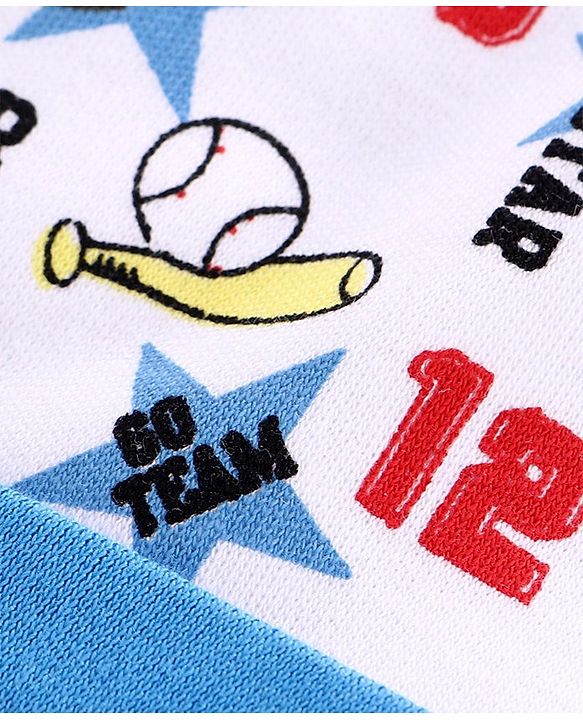 Babyhug 100% Cotton Cap Baseball Print Blue White -  Diameter 10 cm