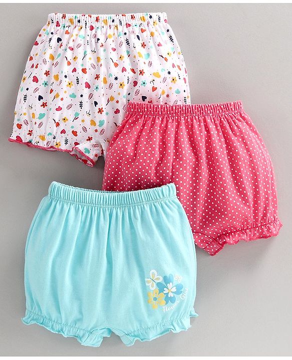 Babyhug 100% Cotton Bloomers Pack of 3 - Red White