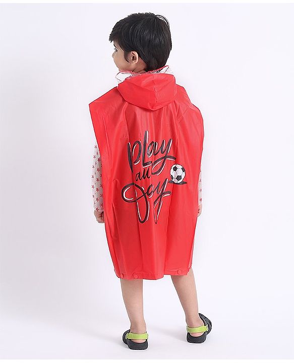 Babyhug Full Sleeves Raincoat Animal Print - Red