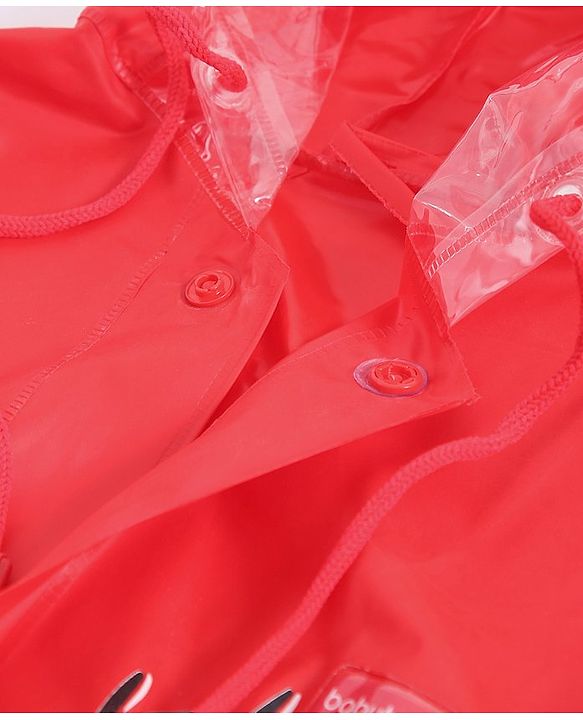 Babyhug Full Sleeves Raincoat Animal Print - Red