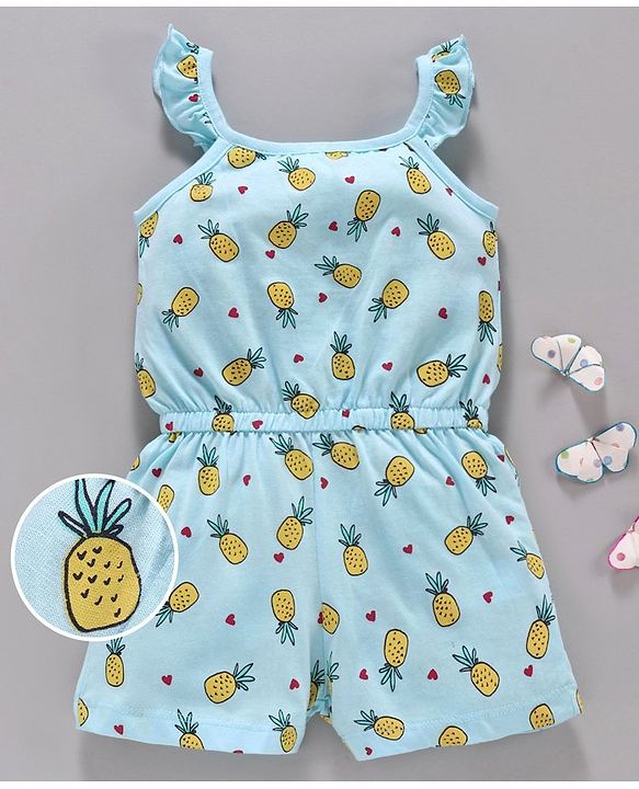 Babyhug Sleeveless Jumpsuit Pineapple Print - Blue