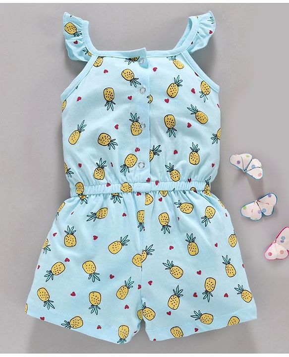 Babyhug Sleeveless Jumpsuit Pineapple Print - Blue