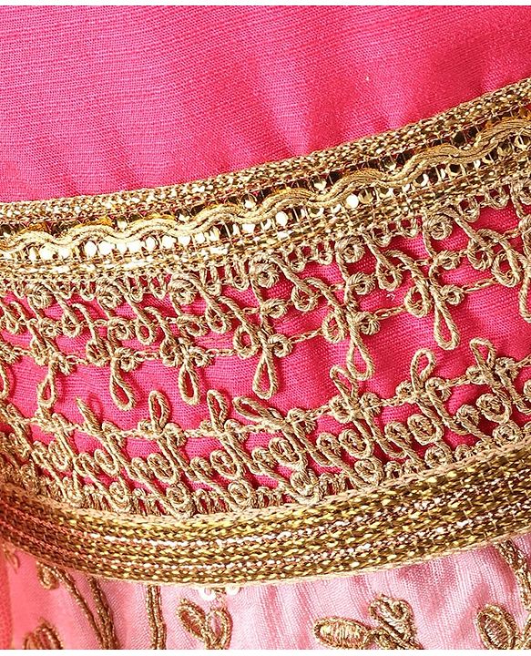Babyhug Embroidered Ghagra and Sleeveless Choli Set with Net Dupatta - Pink