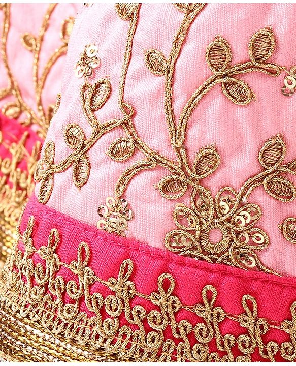 Babyhug Embroidered Ghagra and Sleeveless Choli Set with Net Dupatta - Pink