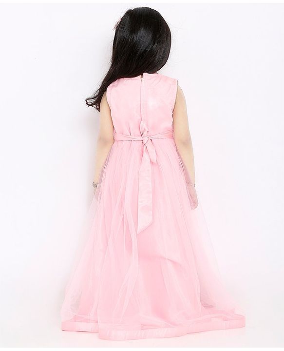 Babyhug Sleeveless Full Length Embroidered Gown - Pink