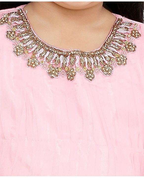 Babyhug Sleeveless Full Length Embroidered Gown - Pink