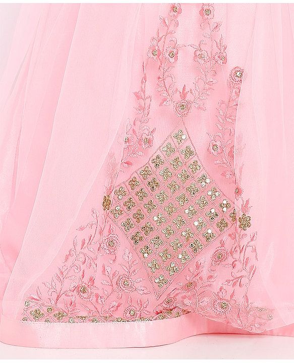 Babyhug Sleeveless Full Length Embroidered Gown - Pink