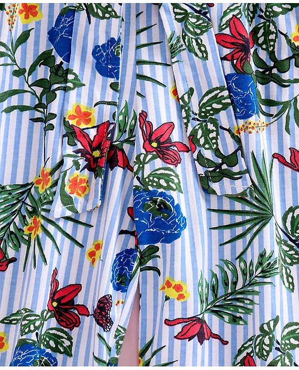 Babyhug Sleeveless Jumpsuit Floral Print - Blue