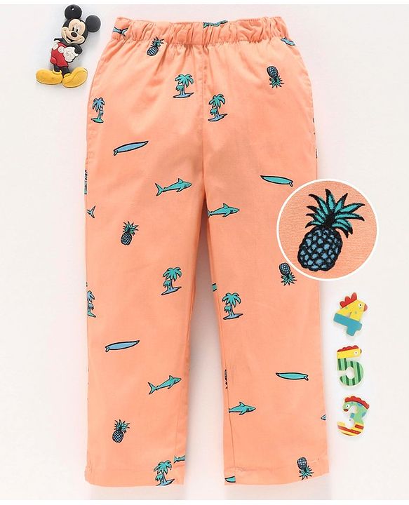 Babyhug Full Length Lounge Pant Multiprint - Peach