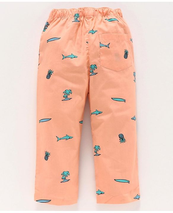 Babyhug Full Length Lounge Pant Multiprint - Peach
