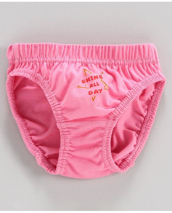Babyhug 100% Cotton Printed Panties Pack of 3 - Pink White Yellow