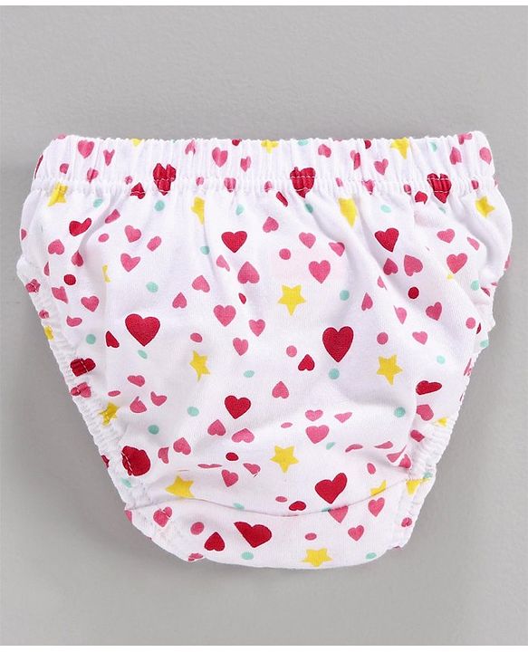 Babyhug 100% Cotton Printed Panties Pack of 3 - Pink White Yellow