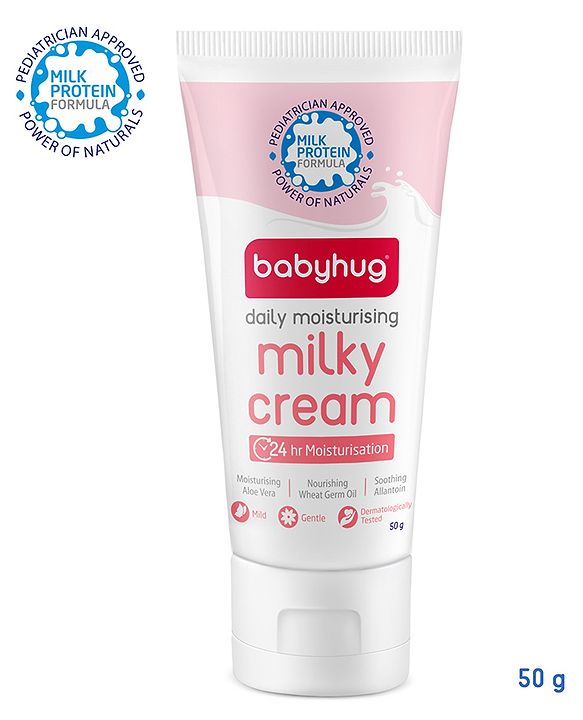 Babyhug Milk Protein Formula Daily Full Body and Face Moisturizing Milky Cream Ideal for Newborn Baby'S Delicate Skin - 50 g