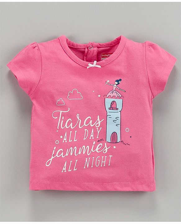 Babyhug Half Sleeves Night Suit Fairy Print - Pink Blue