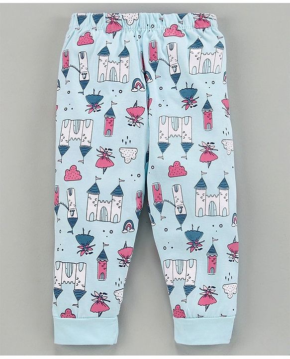 Babyhug Half Sleeves Night Suit Fairy Print - Pink Blue