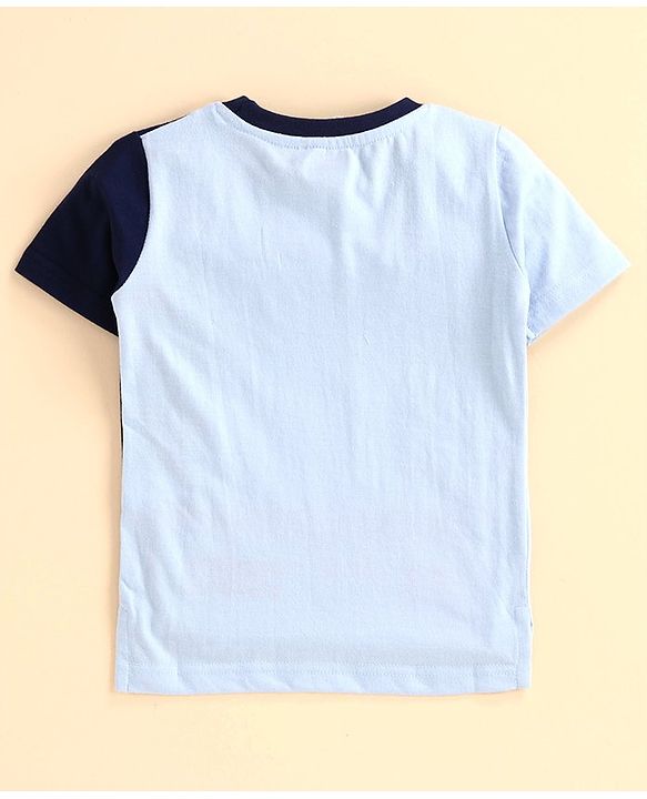 Babyhug Half Sleeves Tee Monster Print - Blue