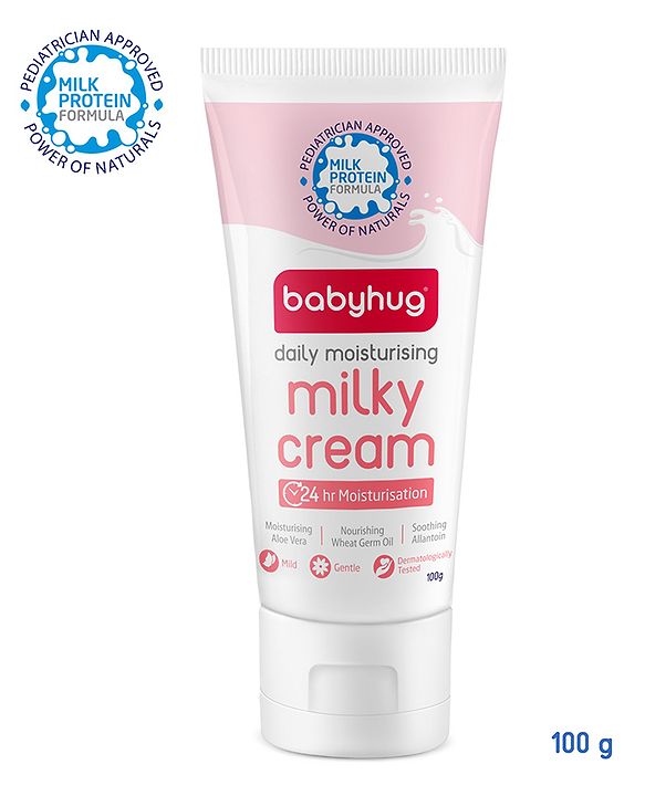 Babyhug Milk Protein Formula Daily Full Body and Face Moisturizing Milky Cream Ideal for Newborn Baby'S Delicate Skin - 50 g