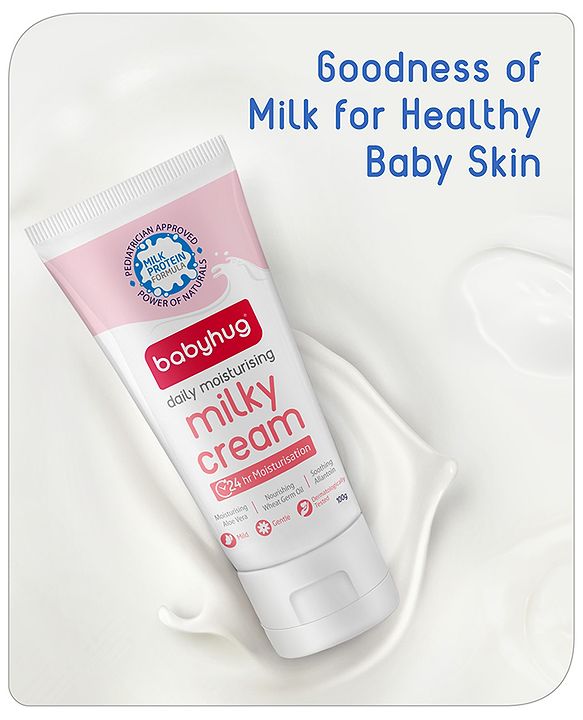 Babyhug Milk Protein Formula Daily Full Body and Face Moisturizing Milky Cream Ideal for Newborn Baby'S Delicate Skin - 50 g