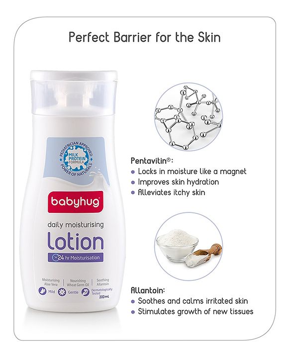 Babyhug Milk Protein Formula Daily Moisturising Milky Lotion Mild & Gentle Formula For Newborn Baby - 200 ml