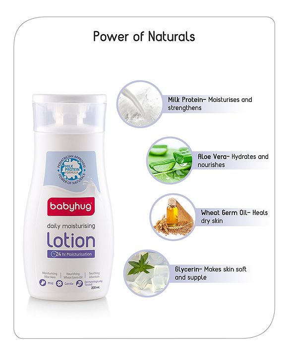 Babyhug Milk Protein Formula Daily Moisturising Milky Lotion Mild & Gentle Formula For Newborn Baby - 200 ml