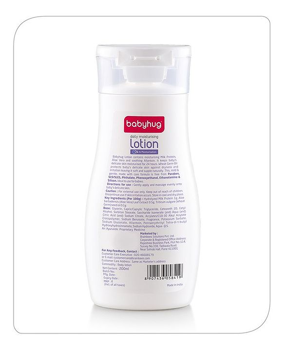 Babyhug Milk Protein Formula Daily Moisturising Milky Lotion Mild & Gentle Formula For Newborn Baby - 200 ml