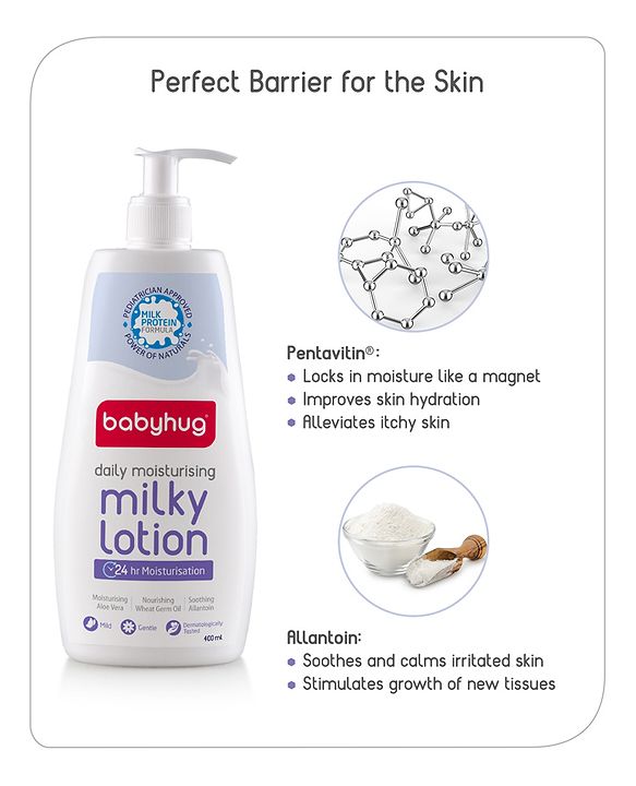 Babyhug Milk Protein Formula Daily Moisturising Milky Lotion Mild & Gentle Formula For Newborn Baby - 200 ml