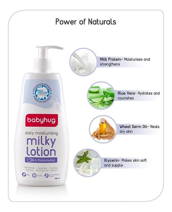 Babyhug Milk Protein Formula Daily Moisturising Milky Lotion Mild & Gentle Formula For Newborn Baby - 200 ml