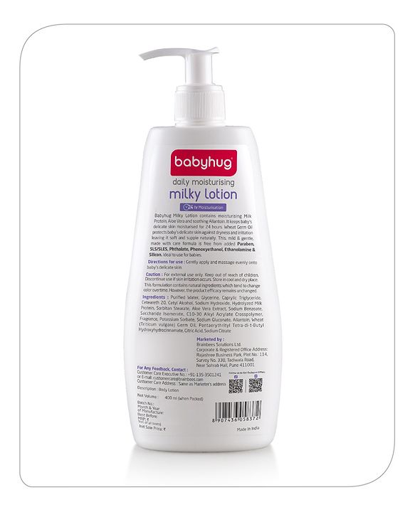 Babyhug Milk Protein Formula Daily Moisturising Milky Lotion Mild & Gentle Formula For Newborn Baby - 200 ml