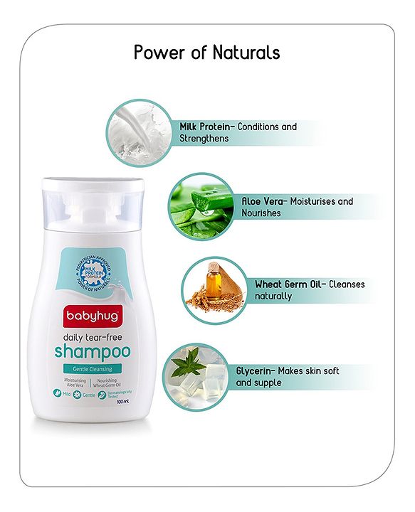 Babyhug Milk Protein Formula Daily Tear Free Milky Shampoo Ideal For Newborn Baby'S Delicate Scalp - 100 ml