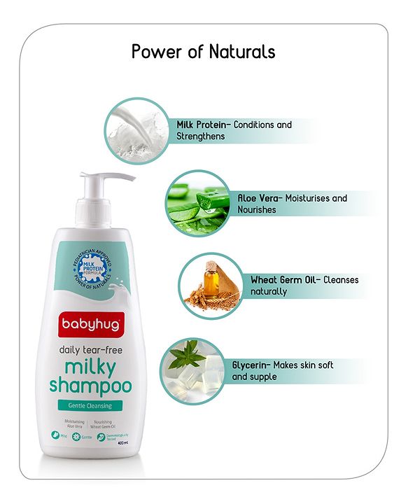 Babyhug Milk Protein Formula Daily Tear Free Milky Shampoo Ideal For Newborn Baby'S Delicate Scalp - 100 ml