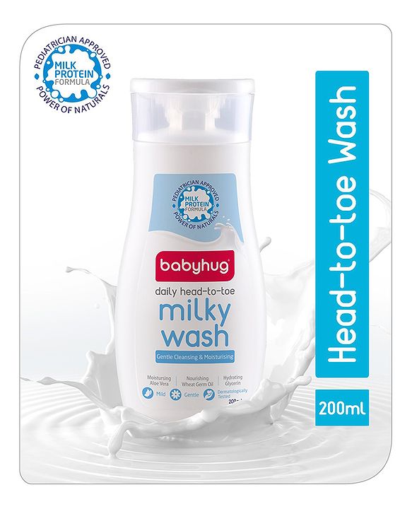 Babyhug Milk Protein Formula Daily Head To Toe Milky Wash No Tear Formula For Newborn Baby 2 In 1 Shampoo & Body Wash - 100 ml