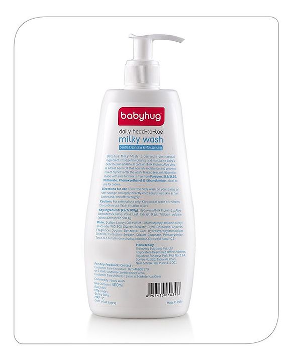 Babyhug Milk Protein Formula Daily Head To Toe Milky Wash No Tear Formula For Newborn Baby 2 In 1 Shampoo & Body Wash - 100 ml