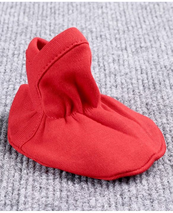 Babyhug 100% Cotton Booties Floral Print - White Red