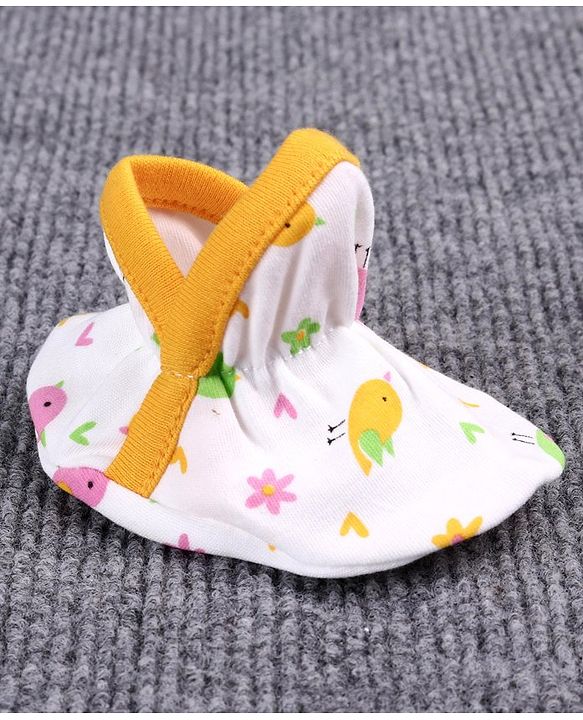 Babyhug 100% Cotton Booties Bird Print Pack of 2 - White Yellow