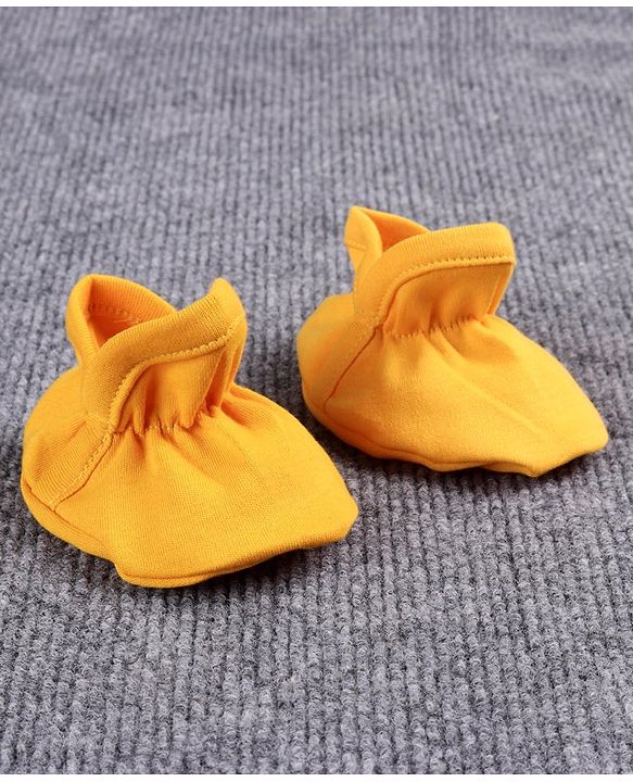 Babyhug 100% Cotton Booties Bird Print Pack of 2 - White Yellow