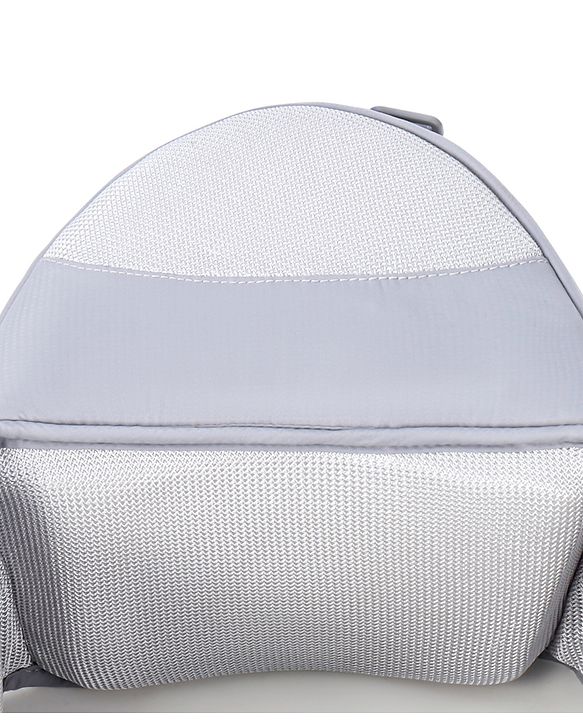 Babyhug Cherish 5-in-1 Hip Seat Baby Carrier:  Ergonomic design with padded straps, Breathable fabric, Foldable head support, storage pockets, and 5 carrying positions for babies up to 15 kg-Grey