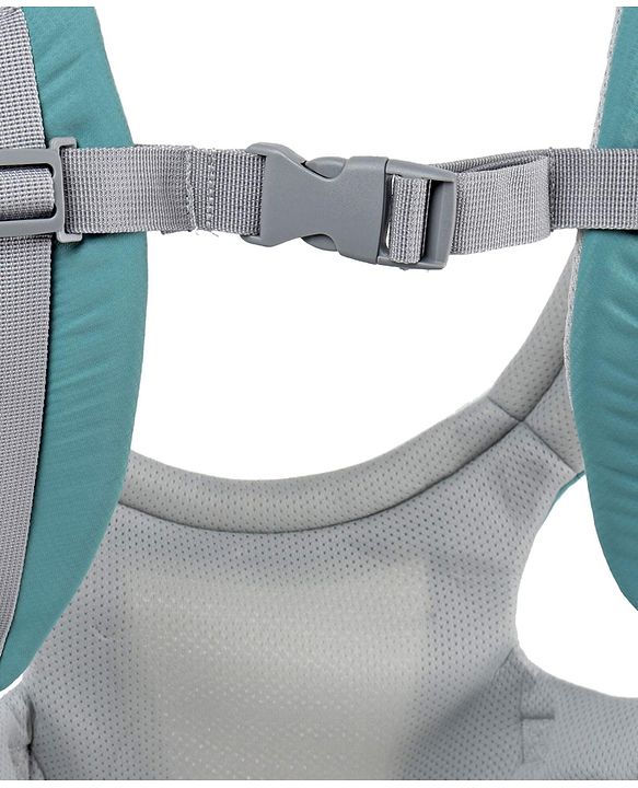 Babyhug Adore 5-in-1 Hip Seat Baby Carrier: Ergonomic, Breathable fabric, Padded straps, Foldable headrest, Secure waist belt, 5 carry positions, and storage pockets for babies up to 15 kg-Green