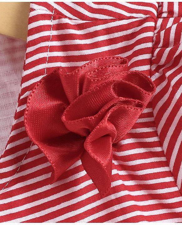 Babyhug Short Sleeves Frock Floral Print - Pink Red
