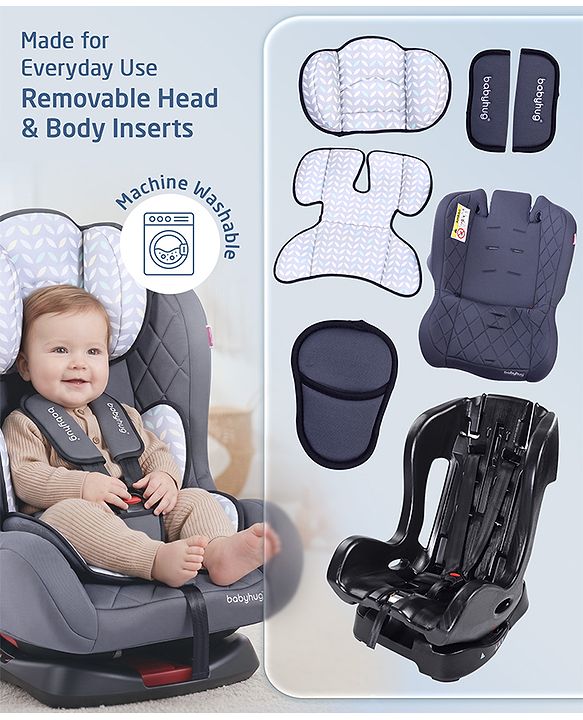 Babyhug Expedition ECE R44/04 Safety Certified 3 in 1 Convertible Car Seat With Recliner with 1 Year Warranty - Grey