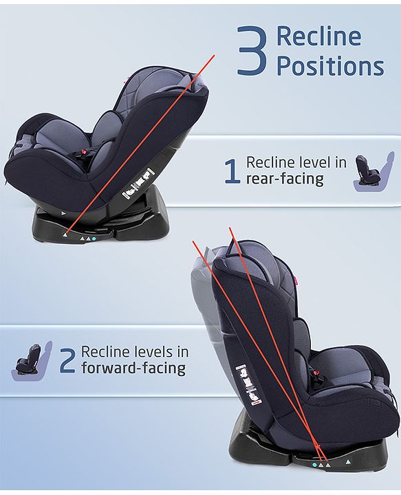 Babyhug Expedition 3 in 1 Convertible Car Seat With Recliner 1 Year Warranty - Black Grey| Side Impact Protection| Head Support| Adjustable Headrest| Safety Harness| Removable & Washable Seat Cover