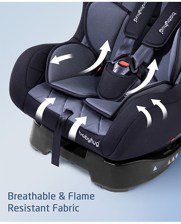 Babyhug Expedition 3 in 1 Convertible Car Seat With Recliner 1 Year Warranty - Black Grey| Side Impact Protection| Head Support| Adjustable Headrest| Safety Harness| Removable & Washable Seat Cover