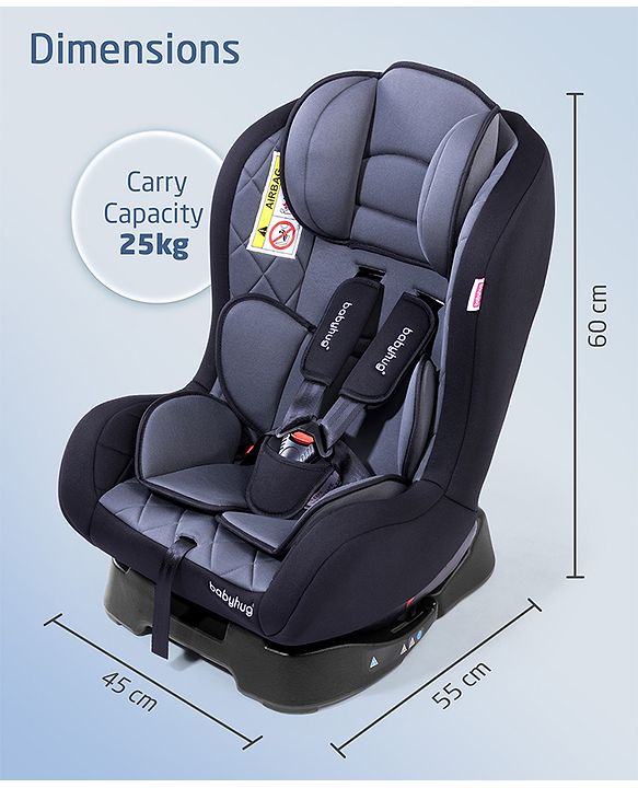 Babyhug Expedition 3 in 1 Convertible Car Seat With Recliner 1 Year Warranty - Black Grey| Side Impact Protection| Head Support| Adjustable Headrest| Safety Harness| Removable & Washable Seat Cover