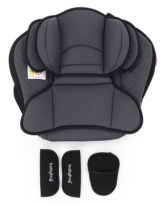Babyhug Expedition 3 in 1 Convertible Car Seat With Recliner 1 Year Warranty - Black Grey| Side Impact Protection| Head Support| Adjustable Headrest| Safety Harness| Removable & Washable Seat Cover